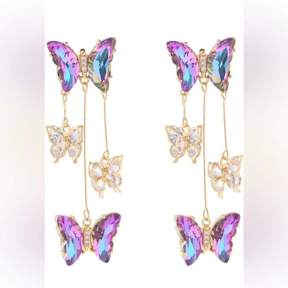 Eye Candy Crystal Butterfly Drop Earrings